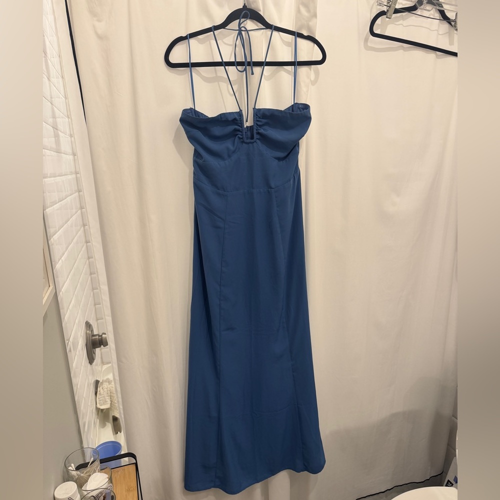 Abercrombie & Fitch Halter Royal Blue Maxi Dress